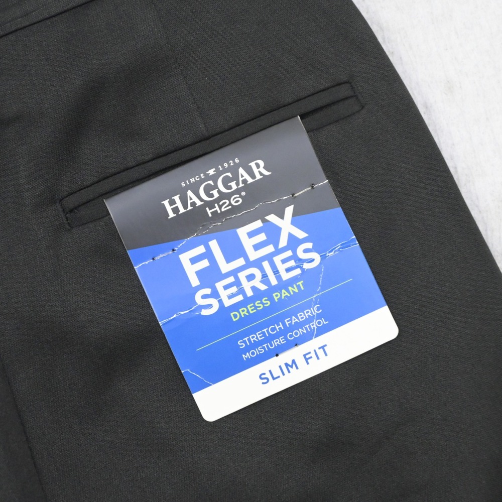 Haggar H26 Flex Series Mens 30x30 NEW Slim Fit Black Stretch Urban Heather Pant - Picture 9 of 9